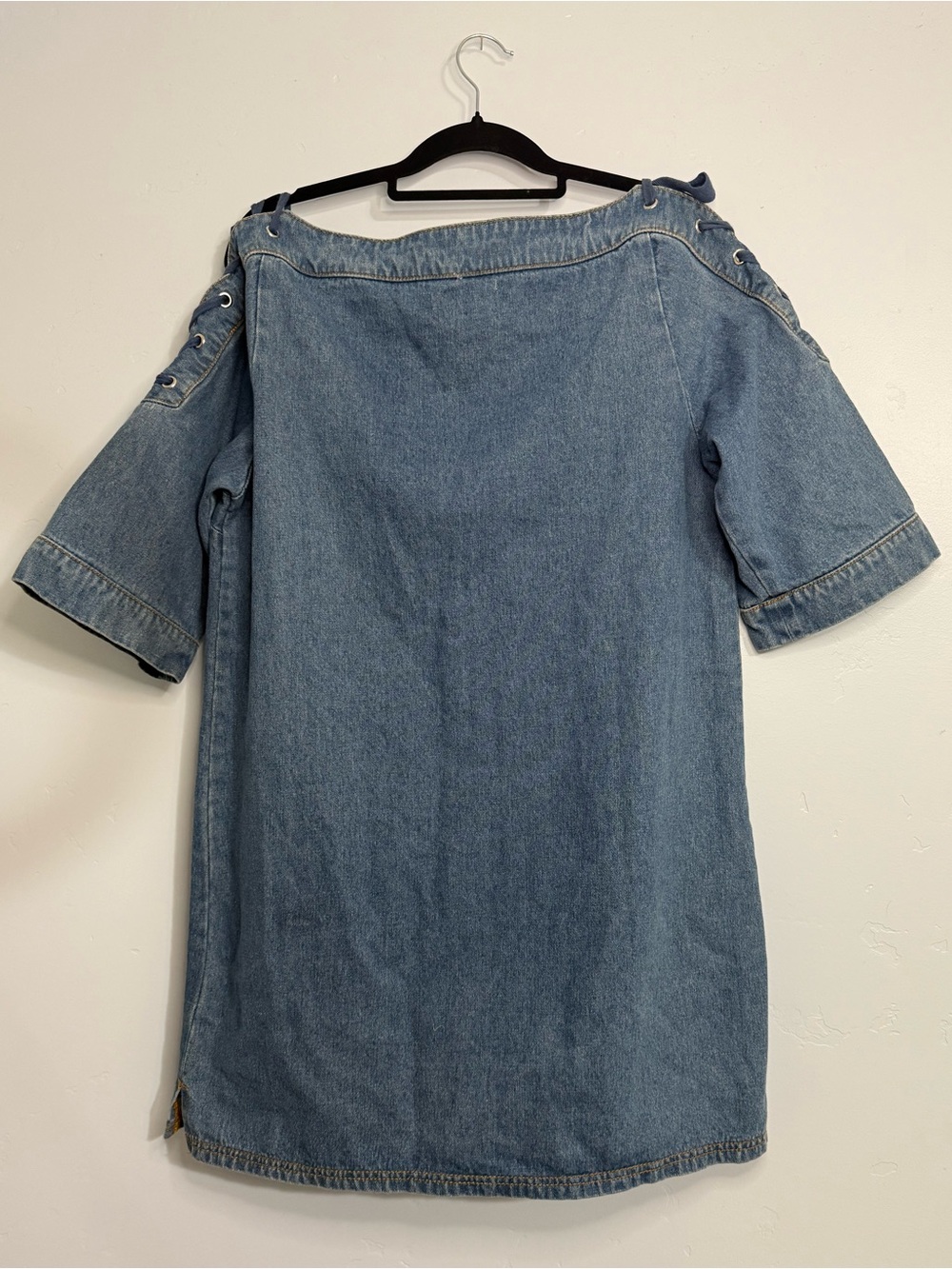 Maeve Blue Denim Shift Dress with Tie-Shoulder Detail - Picture 6 of 8
